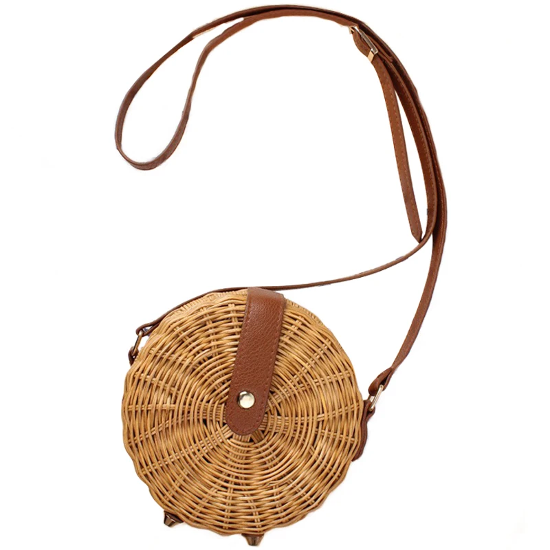 Handmade Woven Rattan Round Women Sling Beach Inclined Shoulder Bag 
Handmade Woven Rattan Round Women Sling Beach Inclined Shoulder Bag