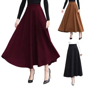 Womens Faux Wool Solid Color Pleated Flared Swing Maxi Long A-Line Skater Skirt
Womens Faux Wool Solid Color Pleated Flared Swing Maxi Long A-Line Skater Skirt