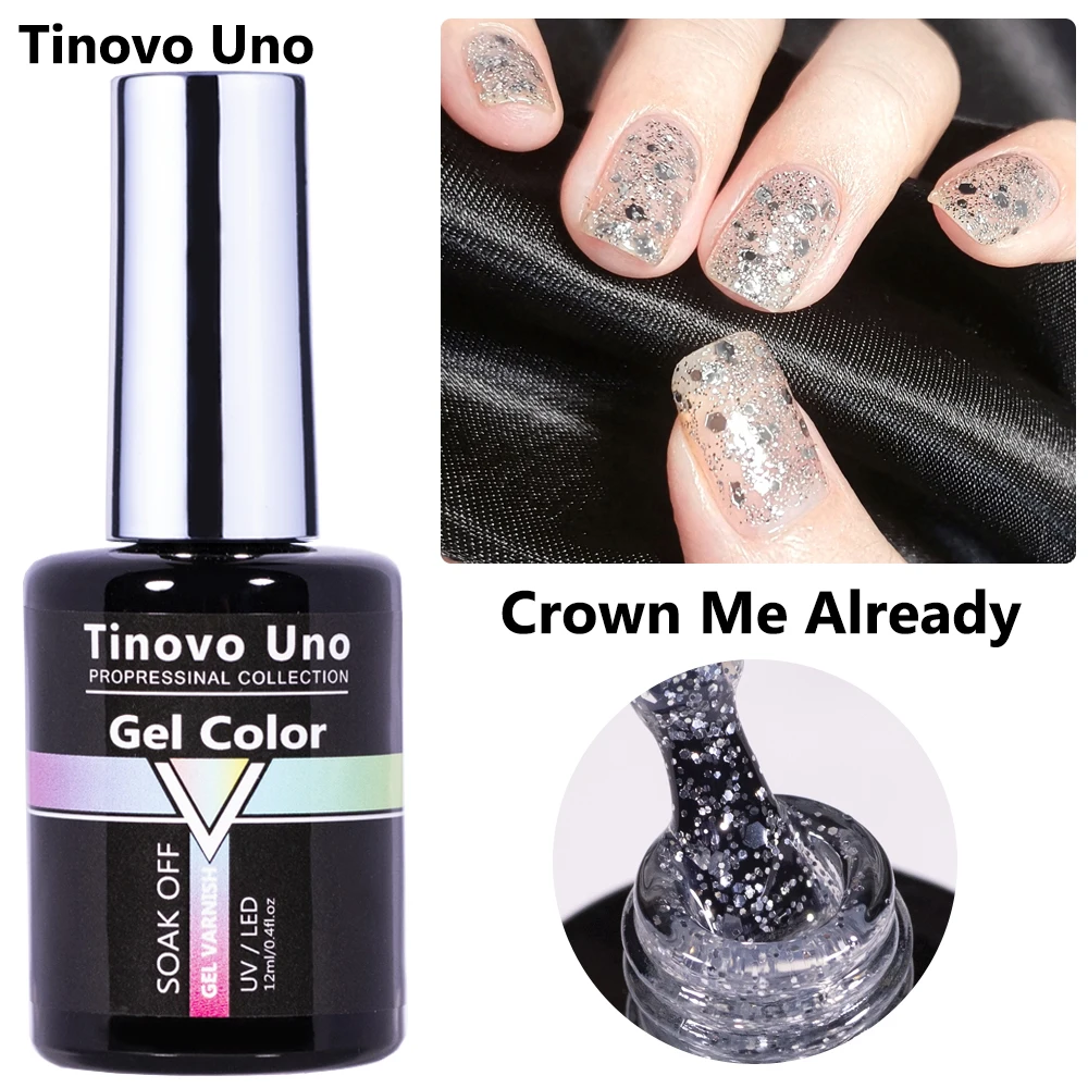 

Tinovo Uno Clear Gel Nail Polish Glitter Korean Nail Semi Permanent UV Gel Polishes Palette Flakes Hybrid Varnish Base Top Coat