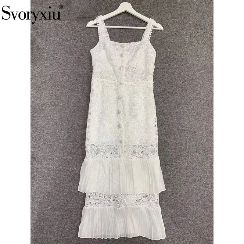 Svoryxiu Elegant White Lace Spaghetti Strap Long Dress Women's Designer Summer Party Mermaid Pleated Dresses Vestdios
Svoryxiu Elegant White Lace Spaghetti Strap Long Dress Women's Designer Summer Party Mermaid Pleated Dresses Vestdios