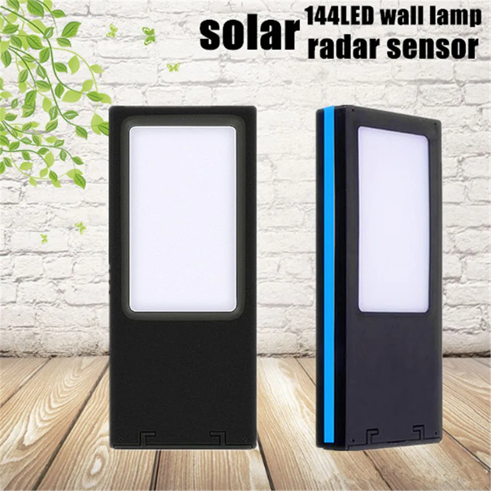 144LED Solar Powered Light Outdoor Radar Sensor Wall Lamp Blue-ray Side IP65 For Garden Garage Path Doorway Security | Освещение