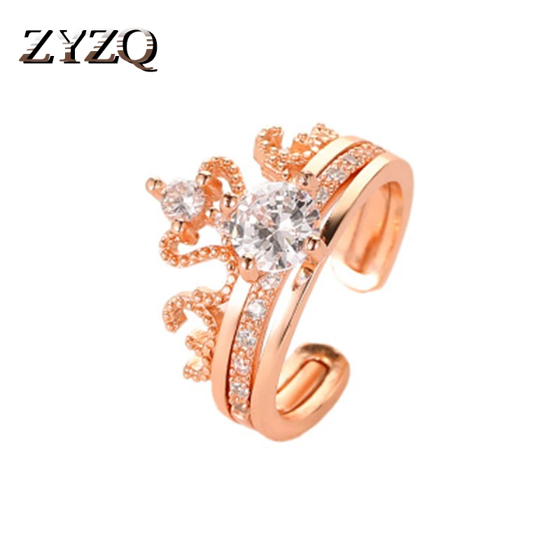 ZYZQ Luxury Queen Style Crown Rings Rose Gold Color Anniversary Gift For Women New Trendy Adjust Ring Sets With CZ Stone 2019
ZYZQ Luxury Queen Style Crown Rings Rose Gold Color Anniversary Gift For Women New Trendy Adjust Ring Sets With CZ Stone 2019