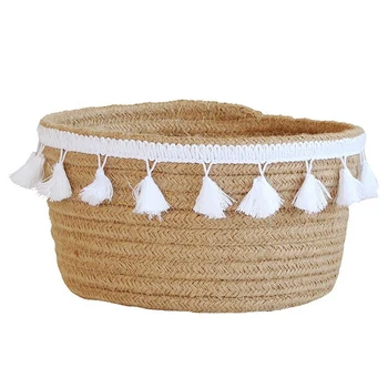 Cotton Rope Storage Baskets with Tassel Handmade Woven Dirty Clothes Laundry Basket Desktop Sundries Organizer Hamper M
Cotton Rope Storage Baskets with Tassel Handmade Woven Dirty Clothes Laundry Basket Desktop Sundries Organizer Hamper M
