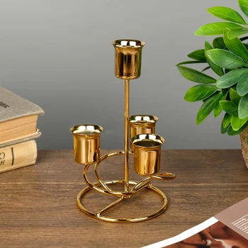 Metal candlestick for 4 candles "Spiral" gold 16x9x9 cm 4762495 
Metal candlestick for 4 candles "Spiral" gold 16x9x9 cm 4762495