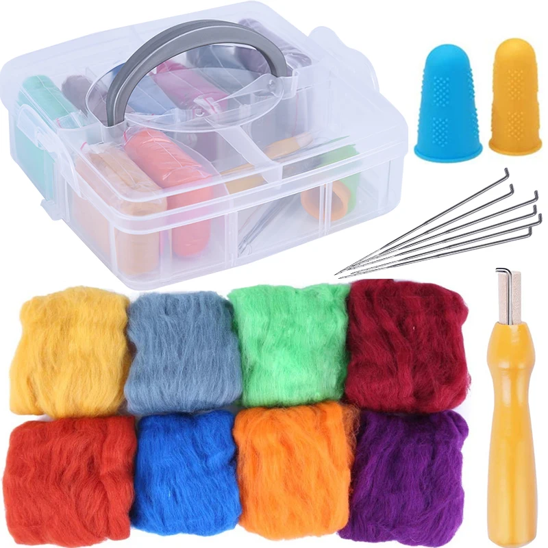 LMDZ 8 Colors Fibre Wool Needle Felting Kit Yarn Roving with Plastic Storage Box DIY Handmade Spinning Craft Wool Accessories
LMDZ 8 Colors Fibre Wool Needle Felting Kit Yarn Roving with Plastic Storage Box DIY Handmade Spinning Craft Wool Accessories
