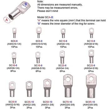 Wire Terminals Connector Cable Lugs Battery SC Terminals Glimpse of Mouth,Bolt Hole Tinned Copper Terminals Set(102 Pcs)
Wire Terminals Connector Cable Lugs Battery SC Terminals Glimpse of Mouth,Bolt Hole Tinned Copper Terminals Set(102 Pcs)