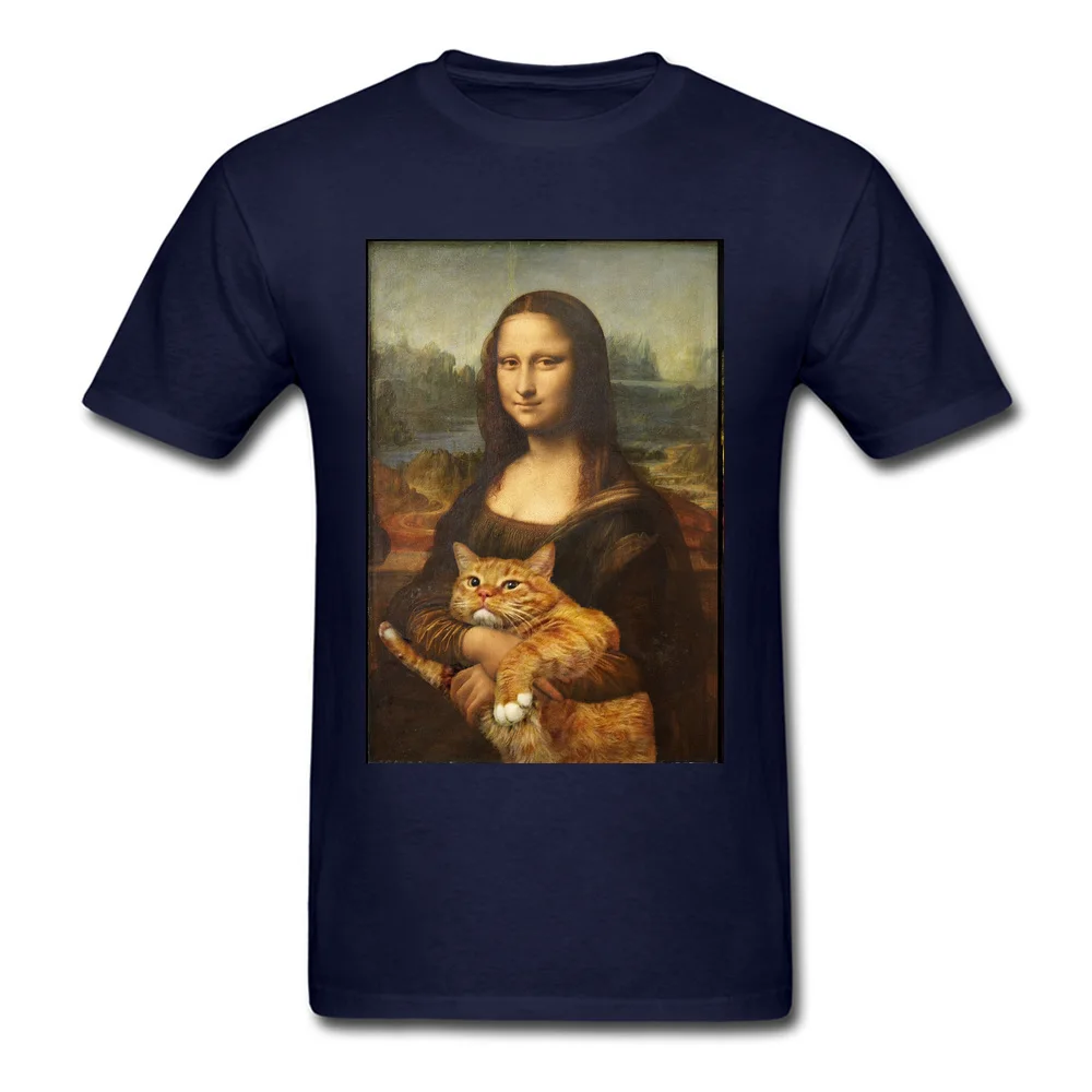 2018 New Fashion leonardo-lisa-cat-0919 Print T-shirts O Neck Cotton Fabric Men T Shirt Short Sleeve Sweatshirts Summer Autumn leonardo-lisa-cat-0919 navy