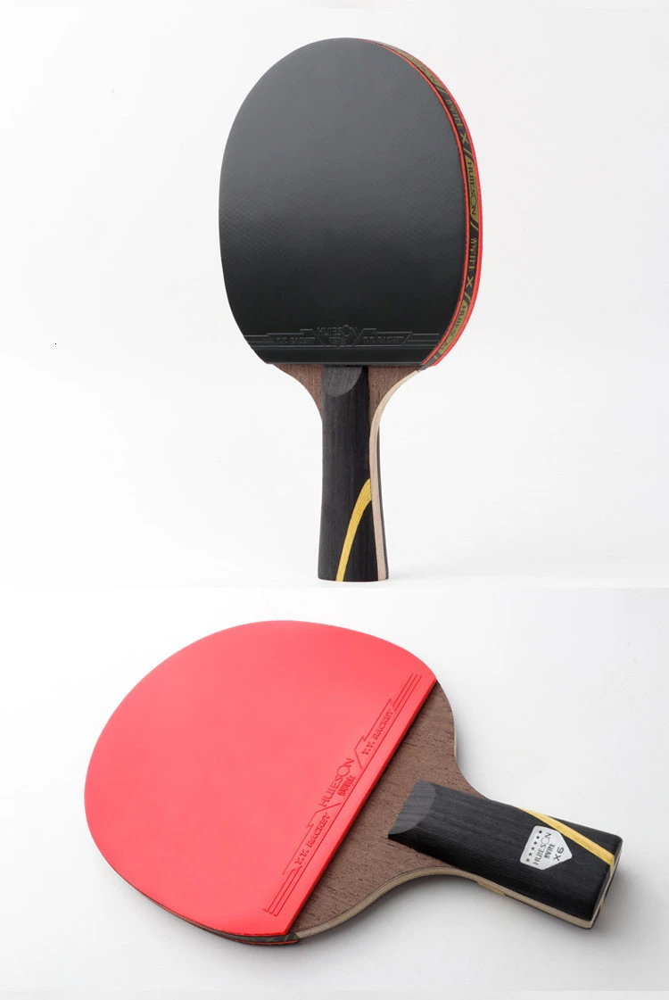 Huieson 2Pcs 6 Star Wenge Wood Carbon Fiber Table Tennis Rackets Set Powerful Ping Pong Bats with Big Bag (9)