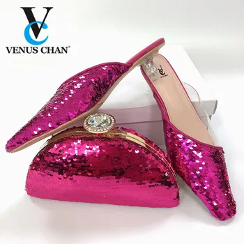 Fuchsia Color Ins 2020 Special Design Italian Ladies Shoes and Bag Set Comfortable Heels for Wedding Party Nigerian Women Set 
Fuchsia Color Ins 2020 Special Design Italian Ladies Shoes and Bag Set Comfortable Heels for Wedding Party Nigerian Women Set