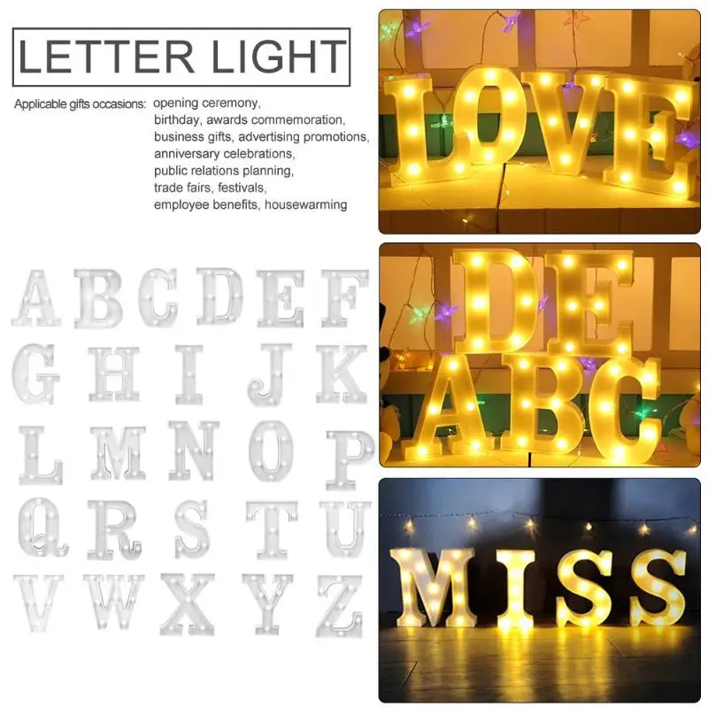 3D 26 Letter Luminous Alphabet LED Light for Wedding Birthday Party Decoration Indoor Wall Hanging Night Marquee Sign Lamps
3D 26 Letter Luminous Alphabet LED Light for Wedding Birthday Party Decoration Indoor Wall Hanging Night Marquee Sign Lamps