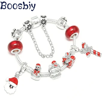 Boosbiy DIY Santa Claus Pendants Charm Bracelet fit Brand Bracelets & Bangles Silver Plated Jewelry Christmas Gift For Women
Boosbiy DIY Santa Claus Pendants Charm Bracelet fit Brand Bracelets & Bangles Silver Plated Jewelry Christmas Gift For Women