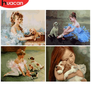 HUACAN Painting By Numbers Girl And Pet Hand Painted Pictures By Number Figure On Canvas Home Decoration DIY Gift Wall Art 
HUACAN Painting By Numbers Girl And Pet Hand Painted Pictures By Number Figure On Canvas Home Decoration DIY Gift Wall Art