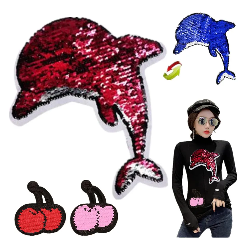 Patches Reversible change color sequins Applique for clothing Accessories Dolphin Animal Patch Sequins Clothes Stickers Parches
Patches Reversible change color sequins Applique for clothing Accessories Dolphin Animal Patch Sequins Clothes Stickers Parches