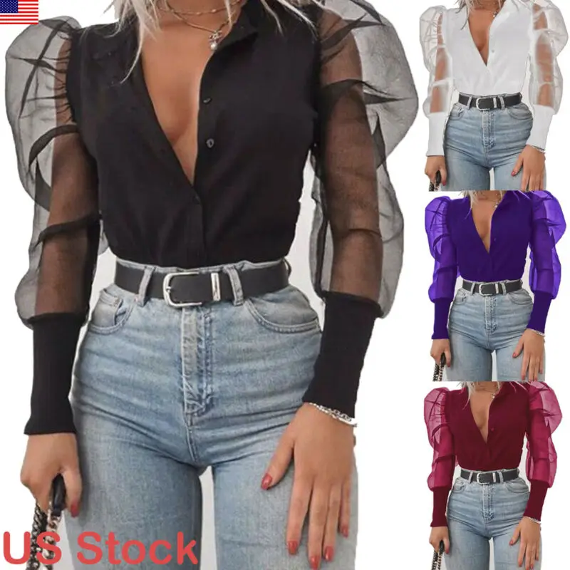 Women Fashion Blouse S-2XL Big Size Lace Mesh Sheer See-through Long Puff Sleeve Tops Shirts Ladies Sexy Blouse Female Blusas
Women Fashion Blouse S-2XL Big Size Lace Mesh Sheer See-through Long Puff Sleeve Tops Shirts Ladies Sexy Blouse Female Blusas