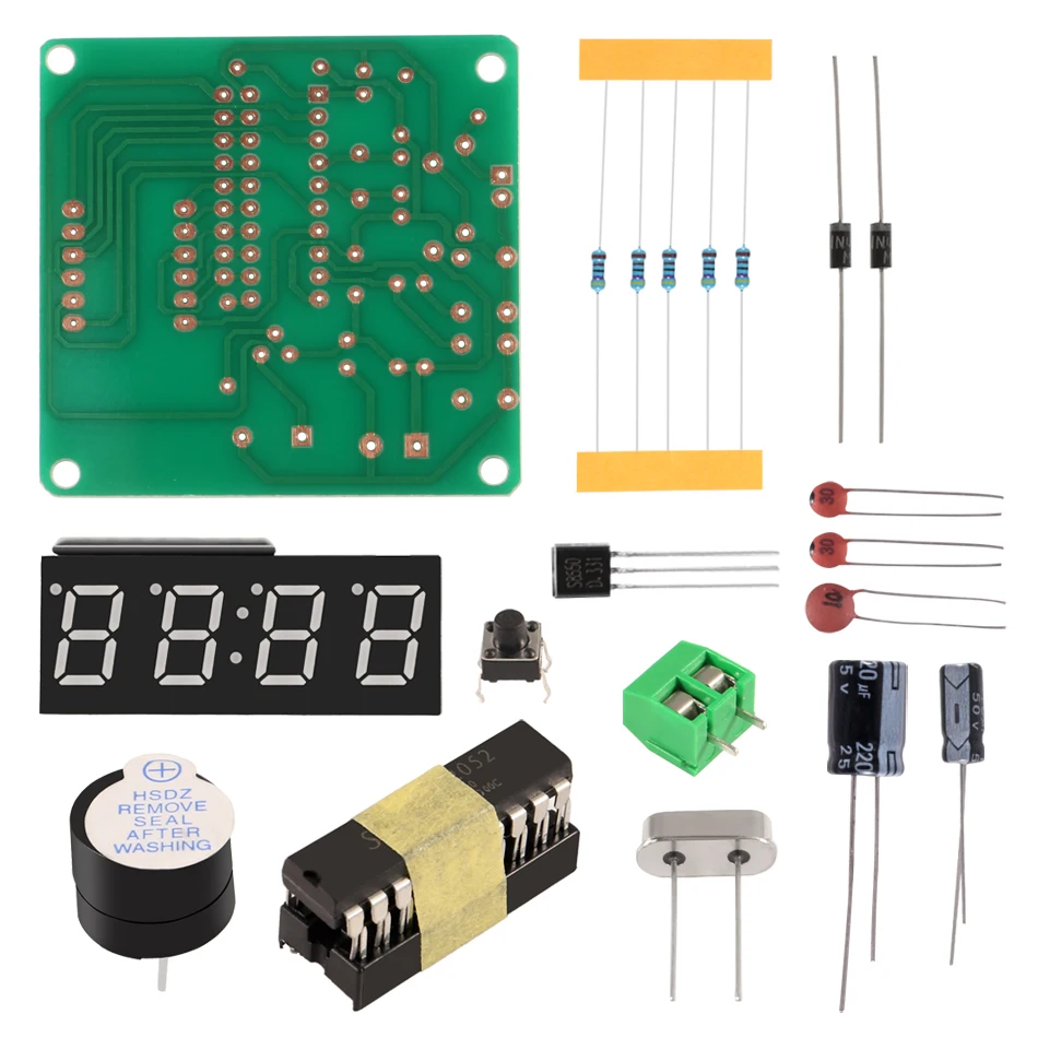 Фото 0.56" C51 4 Bits Digital Electronic Clock AT89C2051 SCM DIY Kits Welding Practice Learning Red LED | Электронные компоненты