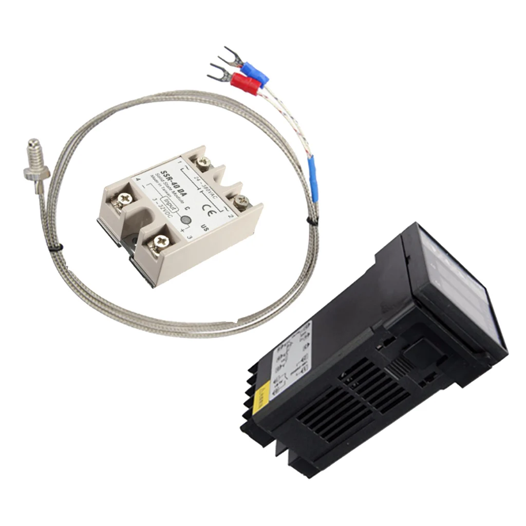 REX-C100 Digital PID Temperature Controller Set: Thermostat SSR output + Max.40A SSR Relay + K Thermocouple Probe RKC (3PCS) REX-C100 Digital PID Temperature Controller Set: Thermostat SSR output + Max.40A SSR Relay + K Thermocouple Probe RKC (3PCS)