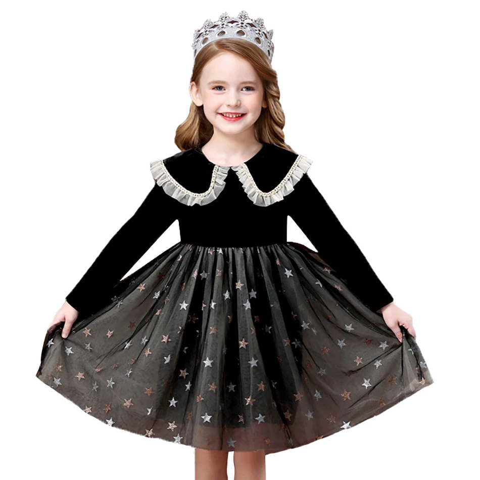 Фото Детское кружевное платье для девочек праздвечерние со звездами платья-пачки дня