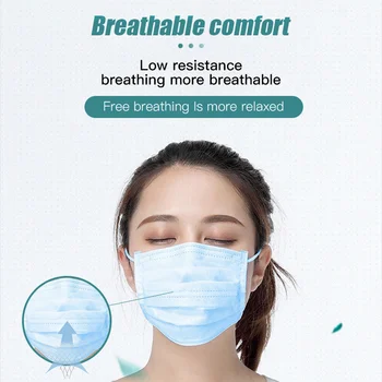 Mouth Face Masks Disposable Masks 3-Ply Elastic Soft Breathable Prevent Anti virus Safe
Mouth Face Masks Disposable Masks 3-Ply Elastic Soft Breathable Prevent Anti virus Safe