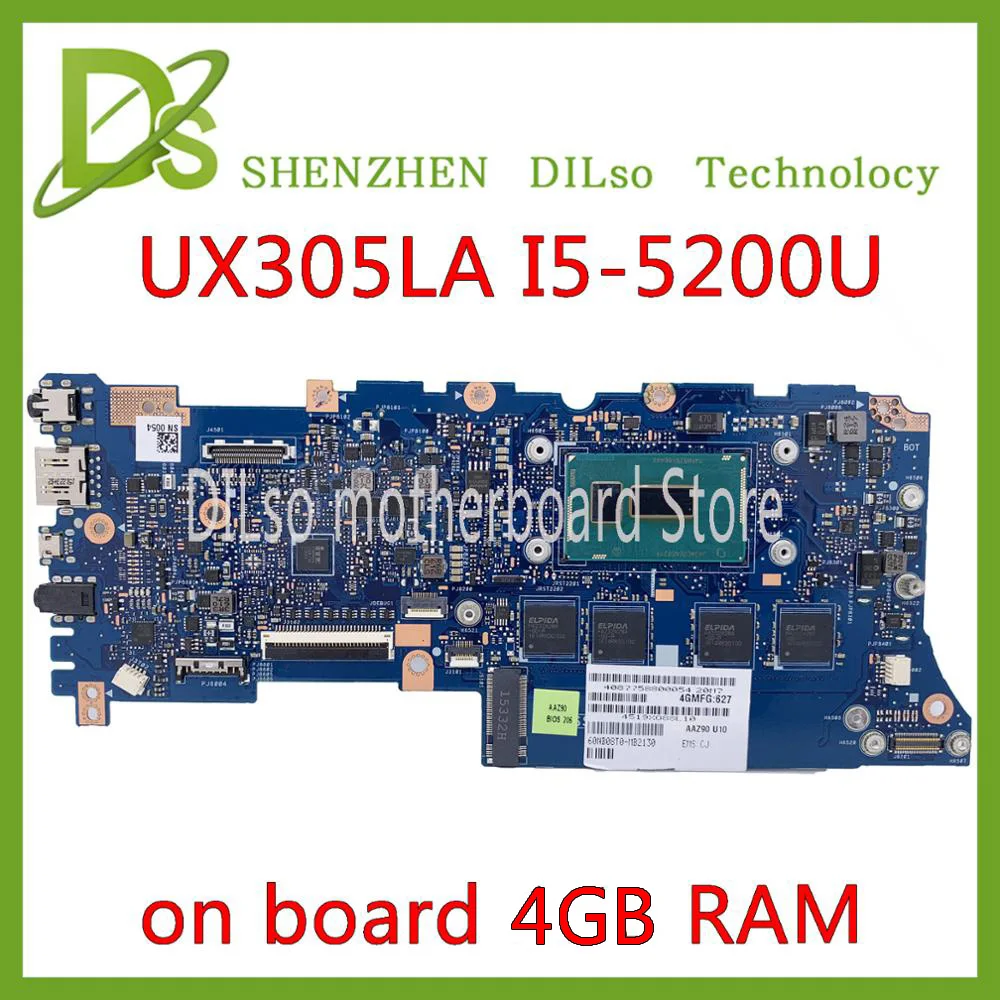 KEFU UX305LA для ASUS UX305 UX305L материнская плата ноутбука I5-5200U на плате 4 Гб RAM работает 100%