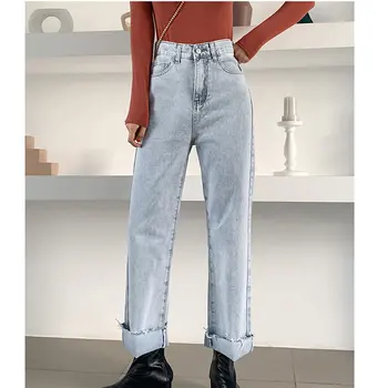 HziriP Autumn 2019 Straight Loose Blue Streetwear Large Size Denim Jeans Vintage Stylish High Waist Casual All Match Trousers
HziriP Autumn 2019 Straight Loose Blue Streetwear Large Size Denim Jeans Vintage Stylish High Waist Casual All Match Trousers