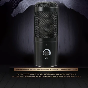Condenser Microphone USB Microphone Karaoke Recording with Cantilever Bracket Tripod Plug and Play for Laptop Desktop PC
Condenser Microphone USB Microphone Karaoke Recording with Cantilever Bracket Tripod Plug and Play for Laptop Desktop PC