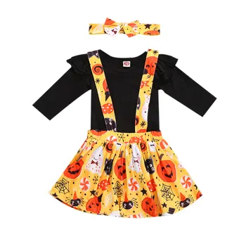 0-18M Newborn Baby Girl Halloween Clothes Set Long Sleeve Romper+Bib Skirt + Headband Cartoon Print Party 3Pcs 
0-18M Newborn Baby Girl Halloween Clothes Set Long Sleeve Romper+Bib Skirt + Headband Cartoon Print Party 3Pcs
