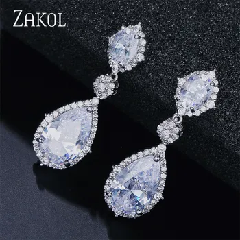 ZAKOL New Elegant AAA Cubic Zirconia Water Drop Shaped Dangle Earrings Crystal Long Wedding Jewerly for Brides FSEP2034
ZAKOL New Elegant AAA Cubic Zirconia Water Drop Shaped Dangle Earrings Crystal Long Wedding Jewerly for Brides FSEP2034