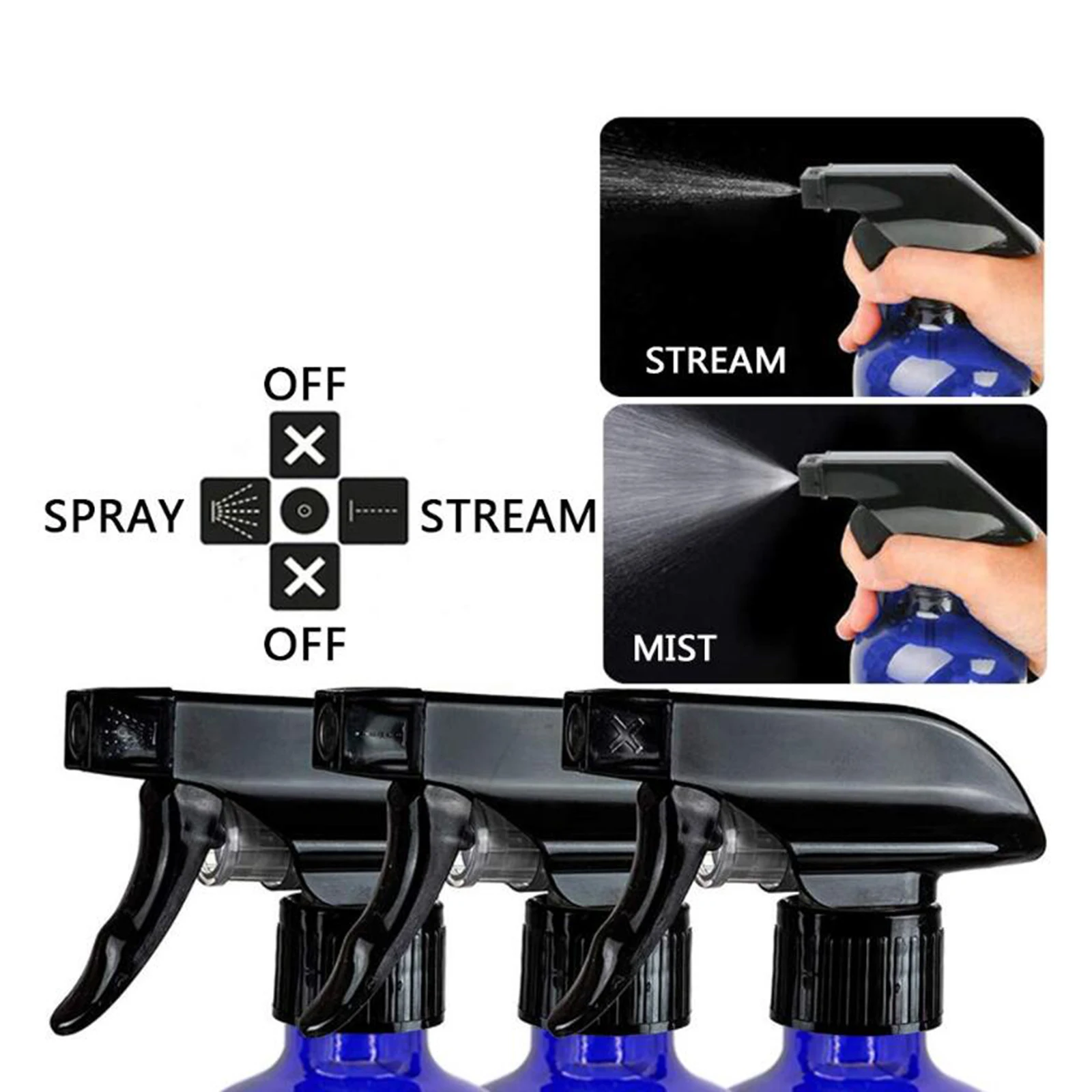 2pcs 250/500ml Boston Empty Amber/Blue Glass Spray Bottles Container Trigger Spray Bottles Mister Bottles Refillable Bottles