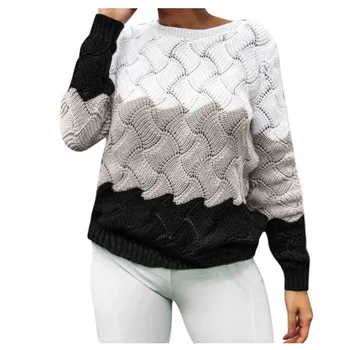 2019 Autumn Winter Women Sweater Long Sleeve O-neck Loose Pullover Retro Patchwork Casual Fashion Street Warm Sweater Female
2019 Autumn Winter Women Sweater Long Sleeve O-neck Loose Pullover Retro Patchwork Casual Fashion Street Warm Sweater Female