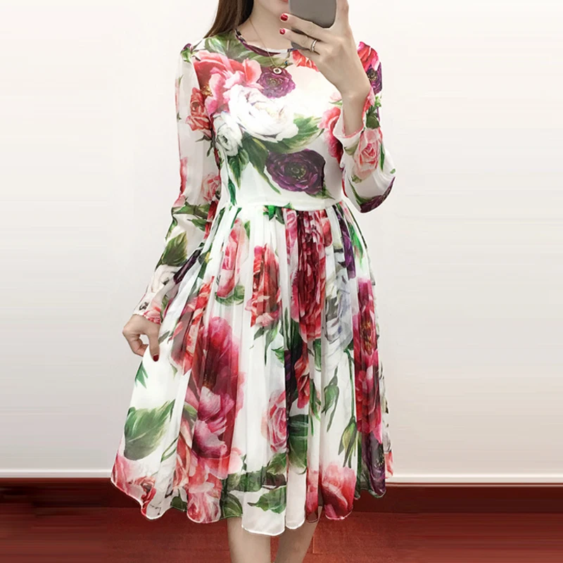 Red RoosaRosee Runway Designer Silk Dresses Women Autumn Spring Rose Print Round Neck Long Sleeve High-end Vestidos Robe Femme
Red RoosaRosee Runway Designer Silk Dresses Women Autumn Spring Rose Print Round Neck Long Sleeve High-end Vestidos Robe Femme