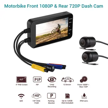 4" FHD Screen Dual Lens DVR Rrecorder Kamara IP67 Wifi Motorcycle Dash Camera Loop Recording Parking Monitor G-Sensor Dashcam
4" FHD Screen Dual Lens DVR Rrecorder Kamara IP67 Wifi Motorcycle Dash Camera Loop Recording Parking Monitor G-Sensor Dashcam