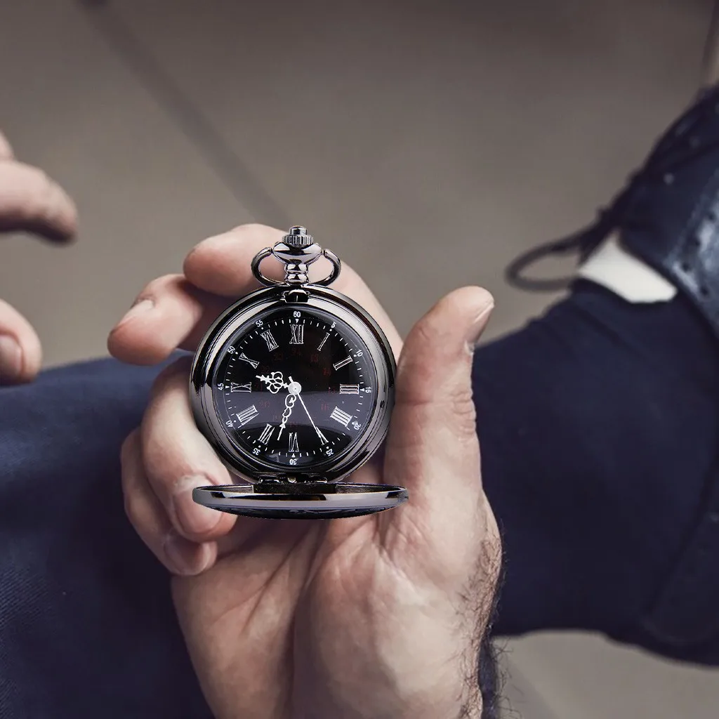 Карманные часы Простые Романтические кварцевые в стиле ретро с двойным дисплеем
