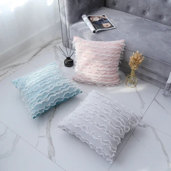 

45x45cm Princess style romantic pearl lace cushion cover sofa velvet pillow cover backrest frill pillowcase
