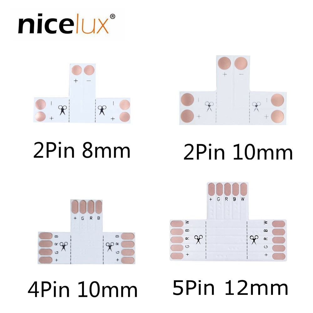 Разветвитель для угловой светодиодной ленты Т-образной формы 8 мм 10 2pin 4pin