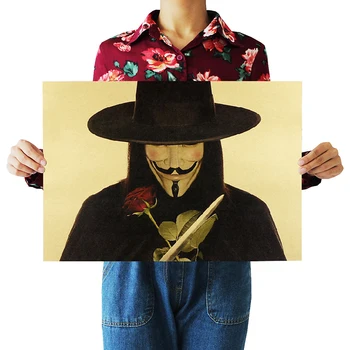 Vintage Poster V For Vendetta Movie Posters Bar Cafe Decor Sticker 51x35.5cm Kraft Paper Home Decor Wall Sticker 
Vintage Poster V For Vendetta Movie Posters Bar Cafe Decor Sticker 51x35.5cm Kraft Paper Home Decor Wall Sticker