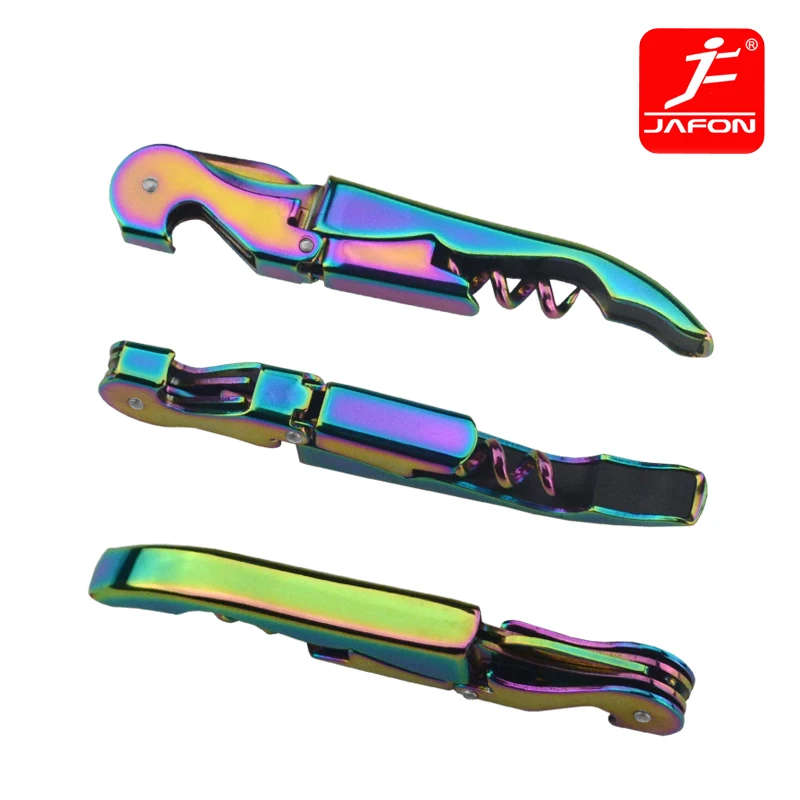 1PCS 3 in 1 Jafon Wine opener Bottle Corkscrew with Foil Cutter Pocket Opener Stainless Steel Plating Rose Gold Gunmetal