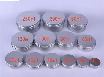 

2oz silver aluminum jar for lip balm tin container 15g 30g 40g 50g 60g 100g 150g aluminum cream metal tin jar