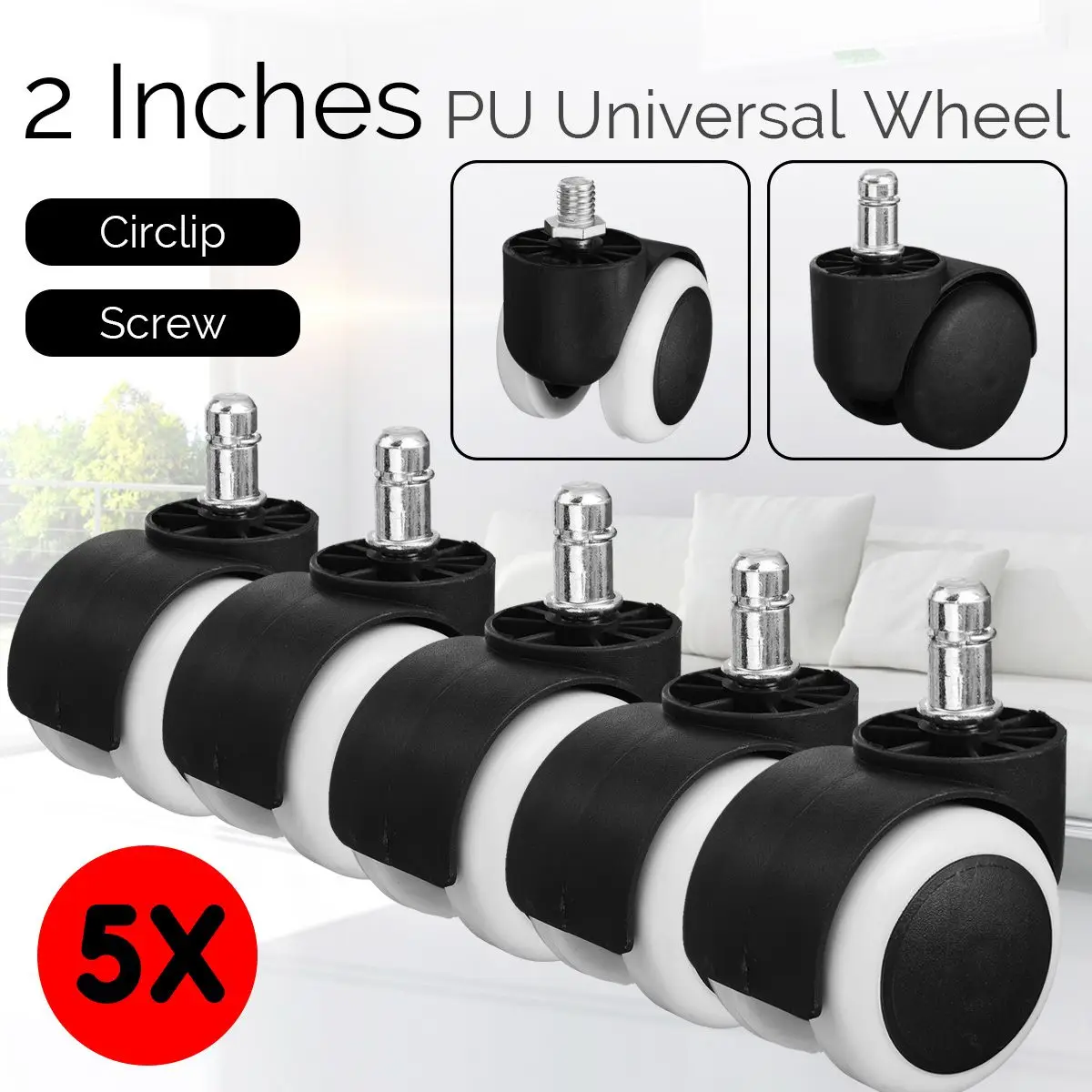 5PCS Office Chair Caster Wheels 2inch Swivel Chair Caster Wheels Soft Roller Home Office Chair Replacement Furniture Hardware
5PCS Office Chair Caster Wheels 2inch Swivel Chair Caster Wheels Soft Roller Home Office Chair Replacement Furniture Hardware
