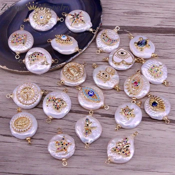 10PCS, Mix Random, Micro Pave CZ charm freshwater pearl pendant connector for jewelry making 
10PCS, Mix Random, Micro Pave CZ charm freshwater pearl pendant connector for jewelry making