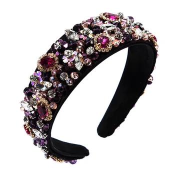 Baroque Headband with Gems Jewelled Hair Band Diamond Crowns Flowers Bride Purple Flower Hairband Party Ladies Headwear 
Baroque Headband with Gems Jewelled Hair Band Diamond Crowns Flowers Bride Purple Flower Hairband Party Ladies Headwear