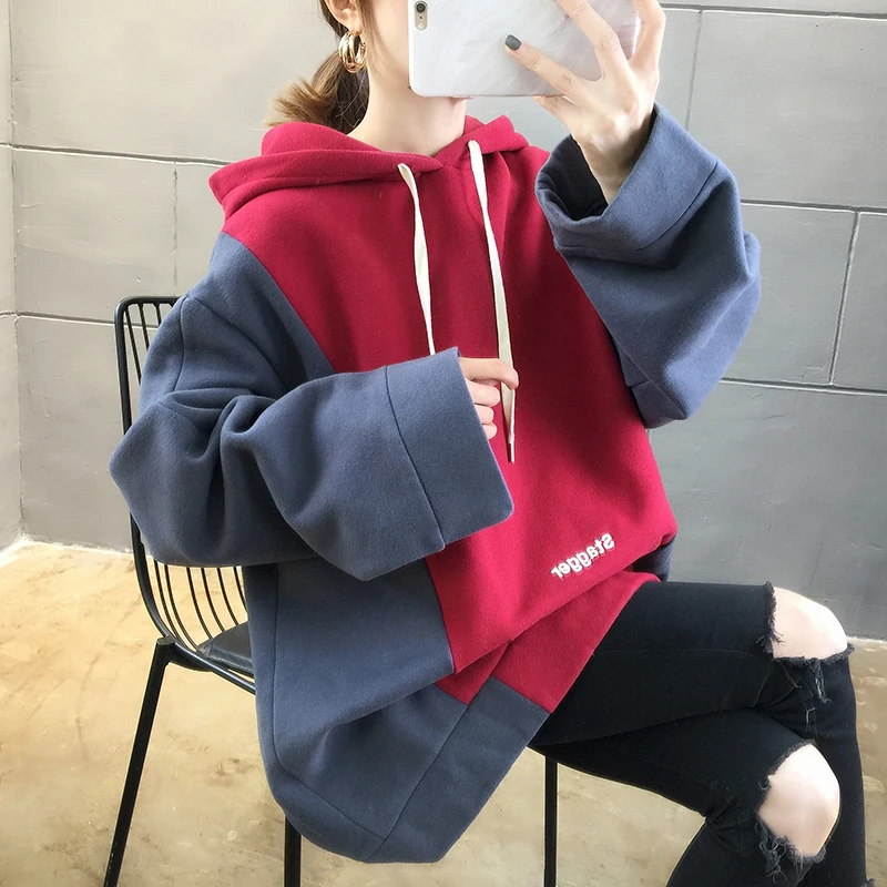 Plus Velvet Hoodies Women Korean Loose Sweatshirt Woman Letter Print Oversized Hoodie Autumn Contrast Color Women's Sweatshirt
Plus Velvet Hoodies Women Korean Loose Sweatshirt Woman Letter Print Oversized Hoodie Autumn Contrast Color Women's Sweatshirt