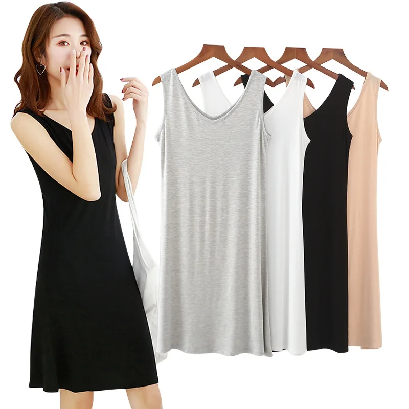 Spring And Summer New Style Bit Modal V-neck Sleeveless Dress Women's Sweet Slim Fit Base Vest Dress in Skirt
Spring And Summer New Style Bit Modal V-neck Sleeveless Dress Women's Sweet Slim Fit Base Vest Dress in Skirt