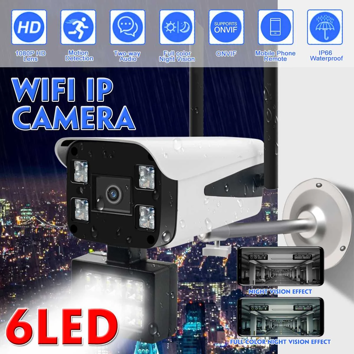 6LED 1080P Wireless Security IP Camera Waterproof IP Camera Wireless Camera WiFi Camera Night Vision Wireless IP Camera
6LED 1080P Wireless Security IP Camera Waterproof IP Camera Wireless Camera WiFi Camera Night Vision Wireless IP Camera