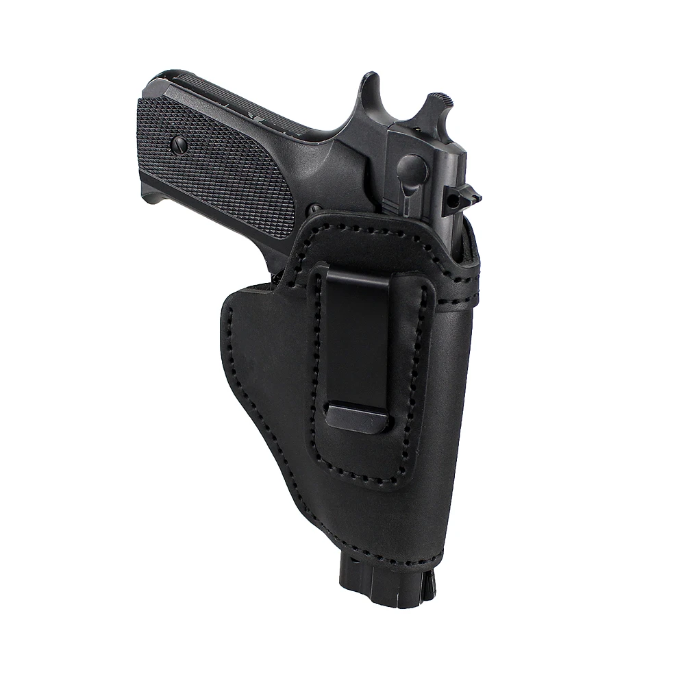 IWB Holster Leather Concealed with Clip Right Hand Gun Holster for S&W M&P Shield 9mm Glock 17 19 and All Similar Sized Handguns
IWB Holster Leather Concealed with Clip Right Hand Gun Holster for S&W M&P Shield 9mm Glock 17 19 and All Similar Sized Handguns