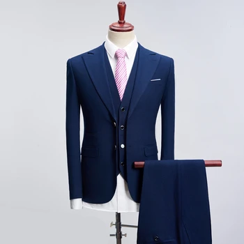 

British Style Men Fashion Groom Marriage Party Dress Blazer Set Male Banquet Prom Evening Formal Talicoat Man Three-piece Suits