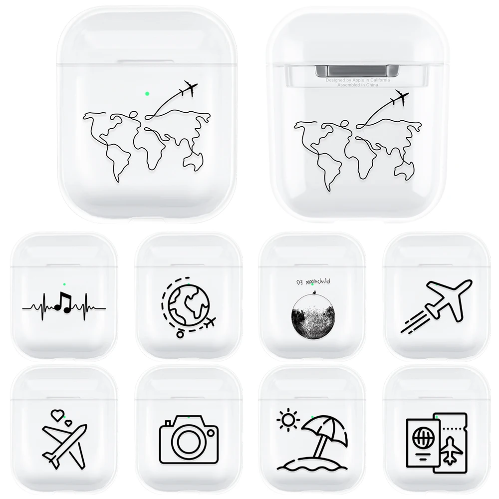 Роскошный чехол с рисунком для гарнитуры Bluetooth Airpods 2 1 прозрачные аксессуары
