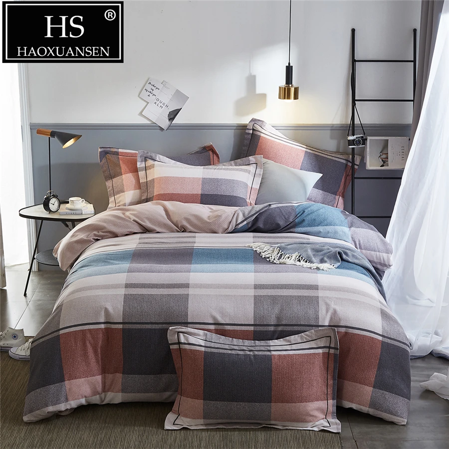 Plaid 4psc Sanding Cotton Bedding Set Multicolor Thick Duvet Cover Soft Flat Sheets Set for Winter Queen King Size
Plaid 4psc Sanding Cotton Bedding Set Multicolor Thick Duvet Cover Soft Flat Sheets Set for Winter Queen King Size