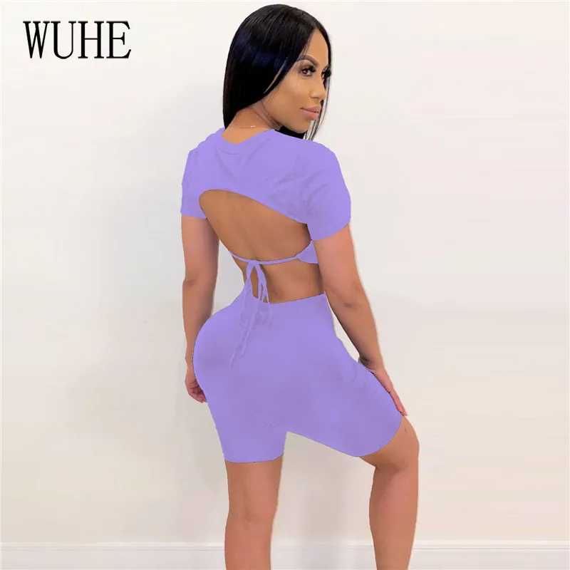 WUHE Women Summer Solid Color Two Piece Set O-neck Open Back Sexy T-shirt Shorts Jogger Suit Sporting Tracksuit Casual Outfit
WUHE Women Summer Solid Color Two Piece Set O-neck Open Back Sexy T-shirt Shorts Jogger Suit Sporting Tracksuit Casual Outfit