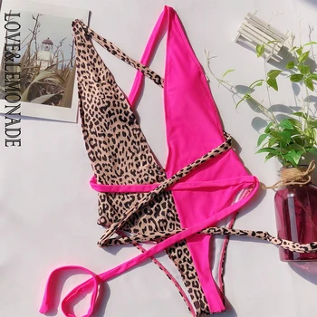 LOVE & LEMONADE Sexy Deep V-Neck Leopard Print Solid Color Stitching Backless Ladies Swimsuit LMSW94
LOVE & LEMONADE Sexy Deep V-Neck Leopard Print Solid Color Stitching Backless Ladies Swimsuit LMSW94
