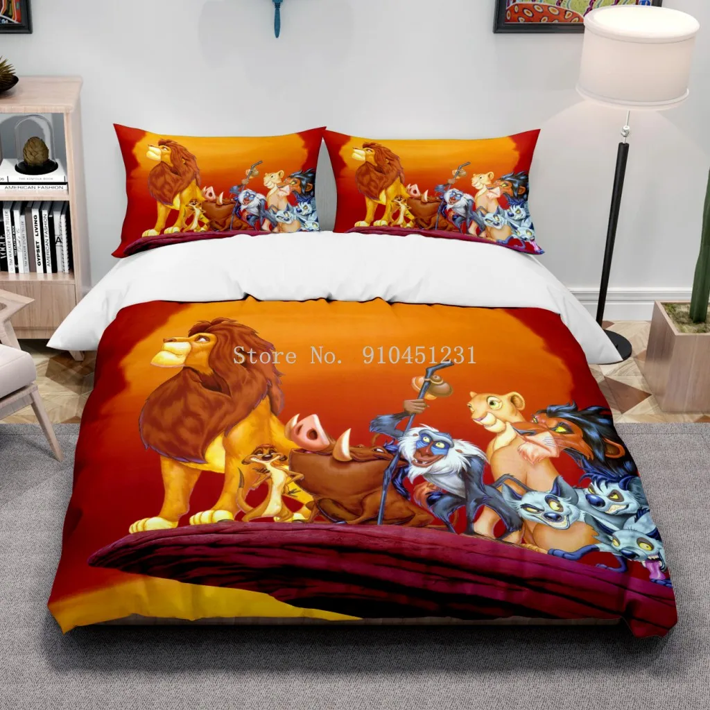 Cartoon Disney Lion King Simba Bedding Set Duvet Covers Pillowcases Bed Comforter Cover Baby Children Adult Boys Gift Bedclothes